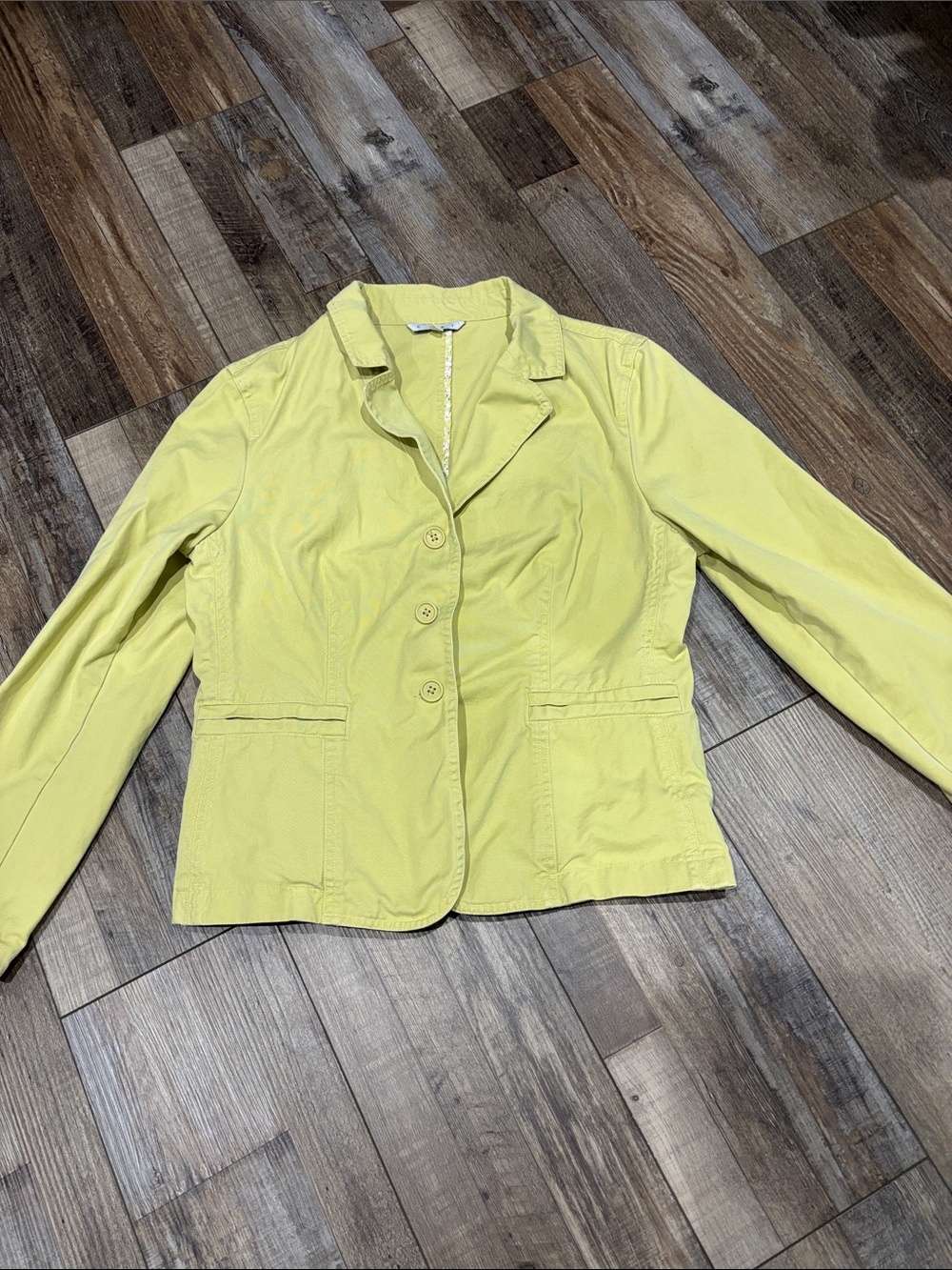 CAbi Light Yellow Tailored Cotton Blazer